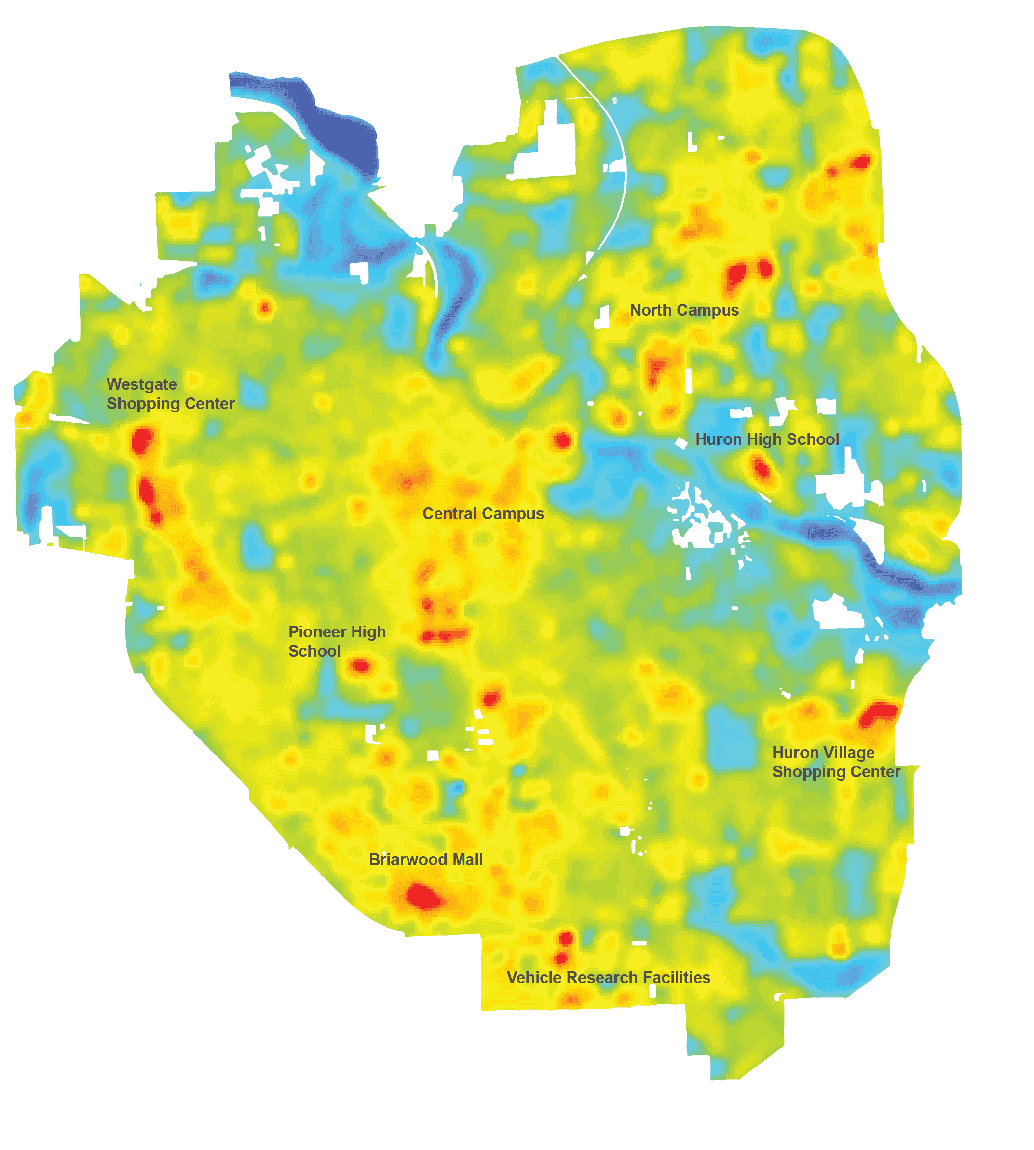 Heat map of Ann Arbor